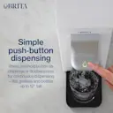 Press and hold to dispense or double-press for continuous dispensing. Fits glasses and bottles up to 12" tall.