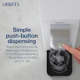 Press and hold to dispense or double-press for continuous dispensing. Fits glasses and bottles up to 12" tall.