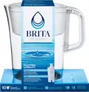 Side Profile of Tahoe Water Pitcher with Original Filter - White in cardboard packaging