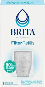 Front of Brita® Refillable Water Filtration System Filter Refills, 3 Count packaging.