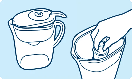 Image of pitcher with lid being removed by hand