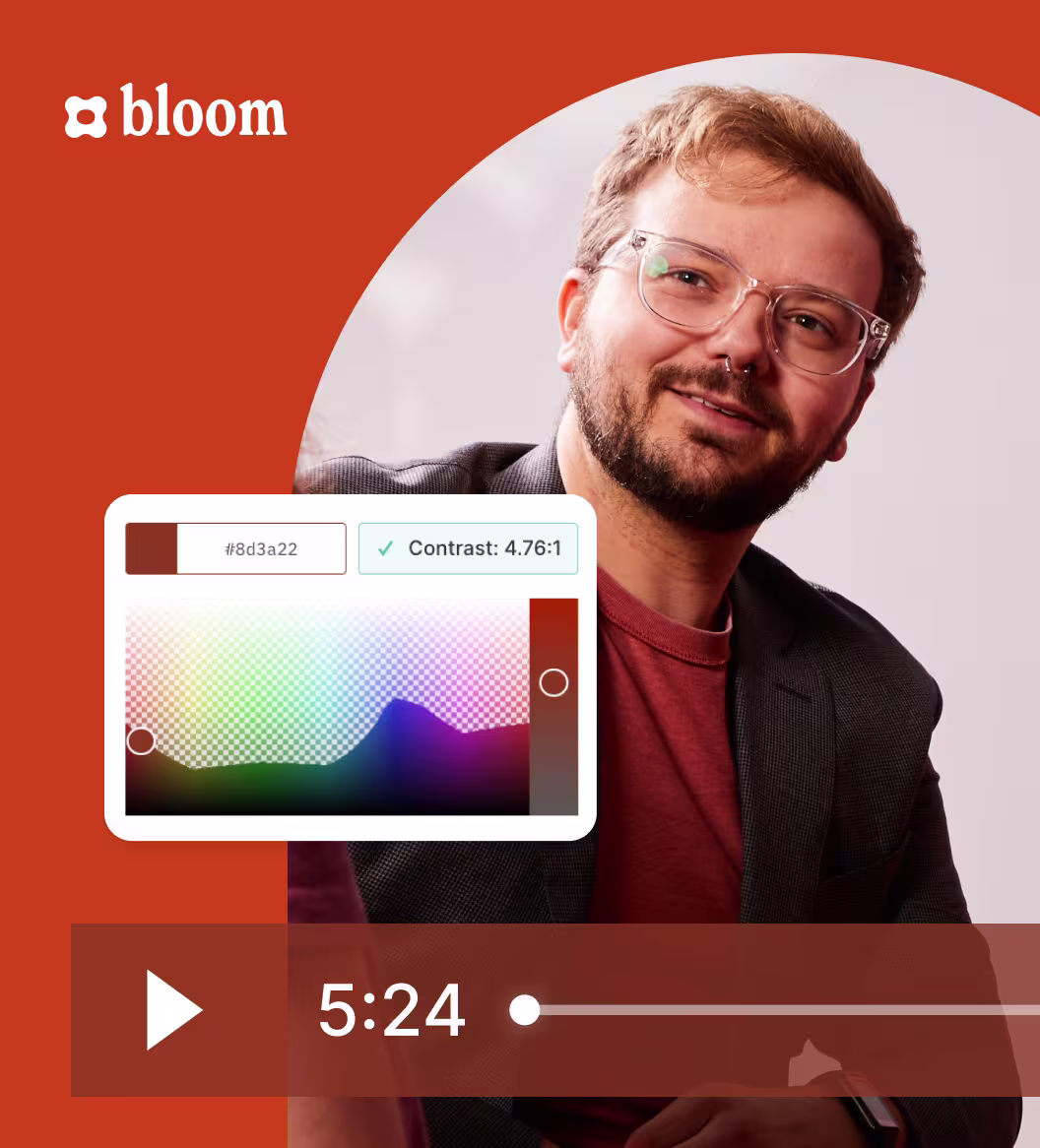 Video software UI showing a color picker over a video player