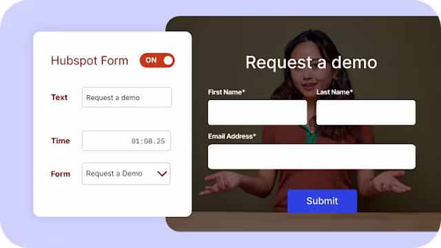 HubSpot form embedded in Wistia video player, ready for viewer submission.
