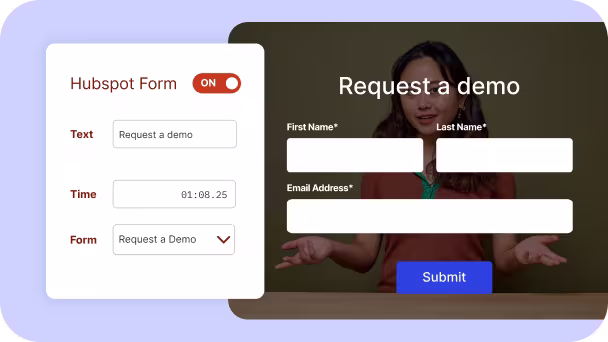 HubSpot form embedded in Wistia video player, ready for viewer submission.