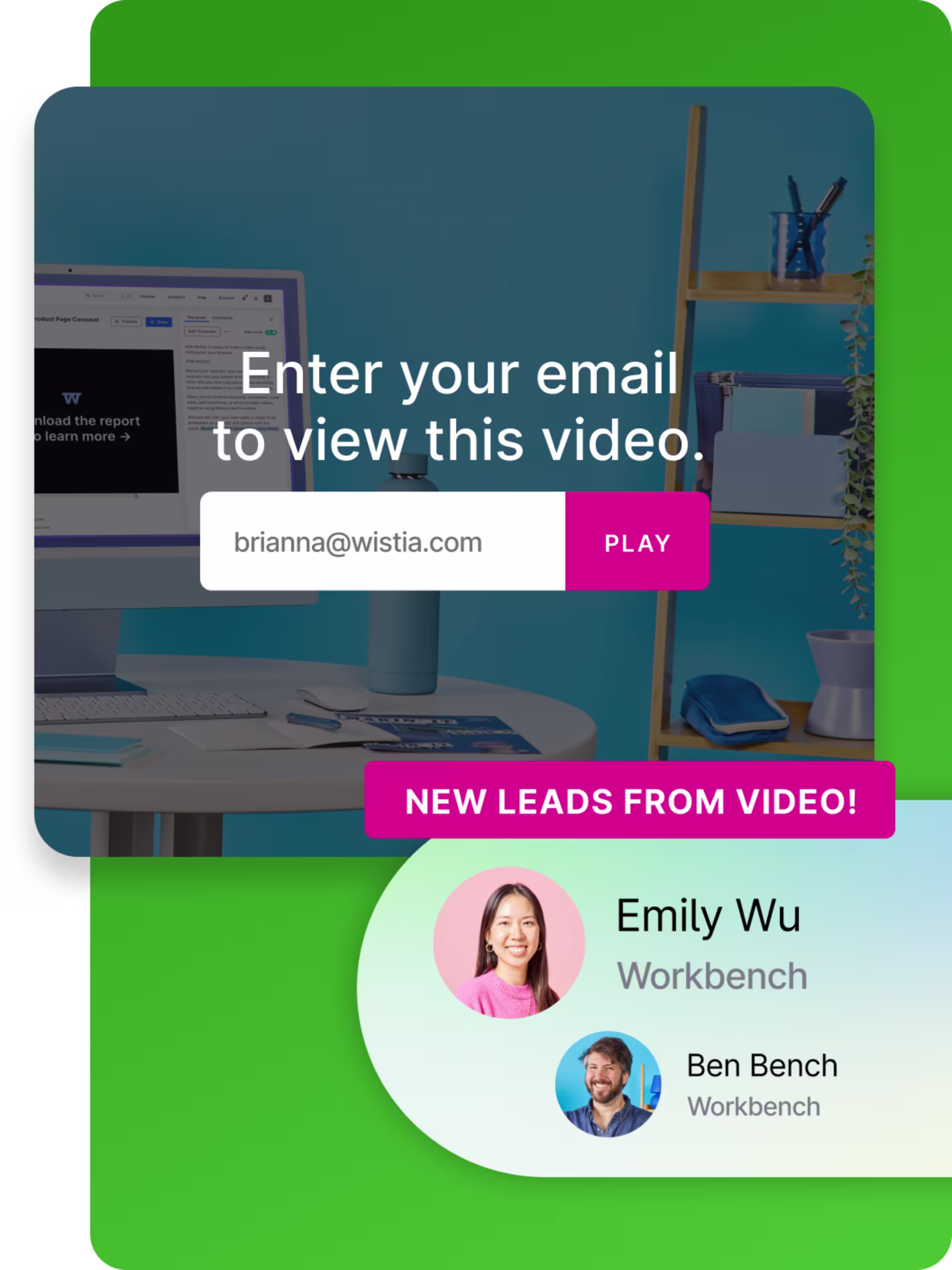 Software UI showing new leads from video