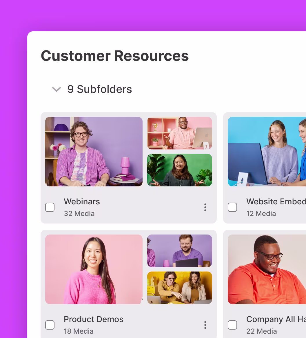 Video software UI showing several videos in a folder