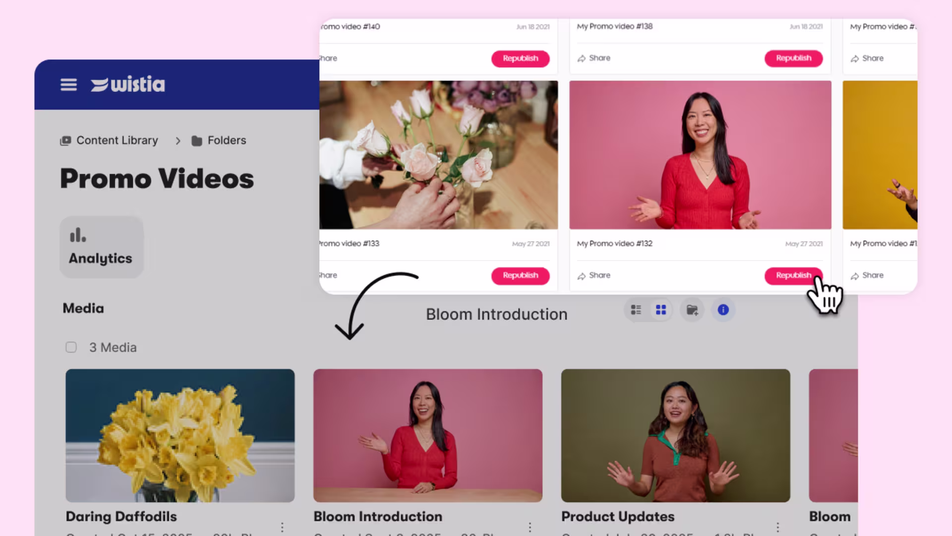 Creator exporting a marketing video from Promo directly to Wistia without downloading or uploading.