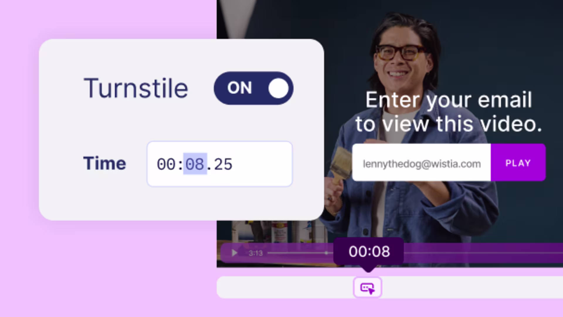 Form overlay in Wistia video collecting emails for Campaign Monitor.