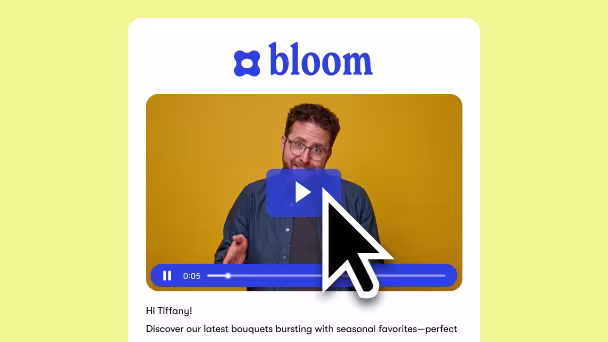 Styled Wistia video thumbnail embedded in a Mailchimp email using copy-paste code.