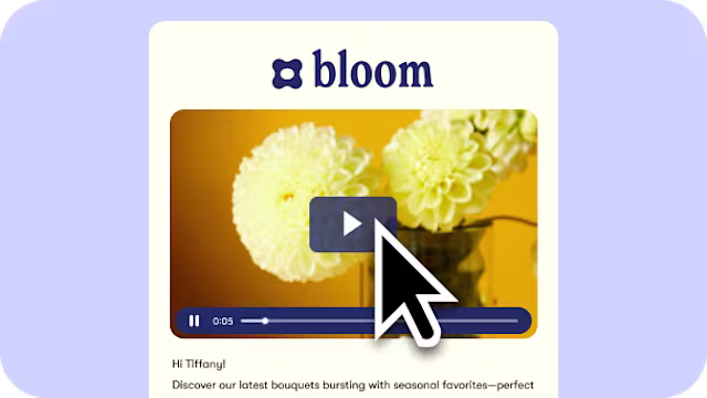 Marketing email with embedded video thumbnail as clickable call to action.