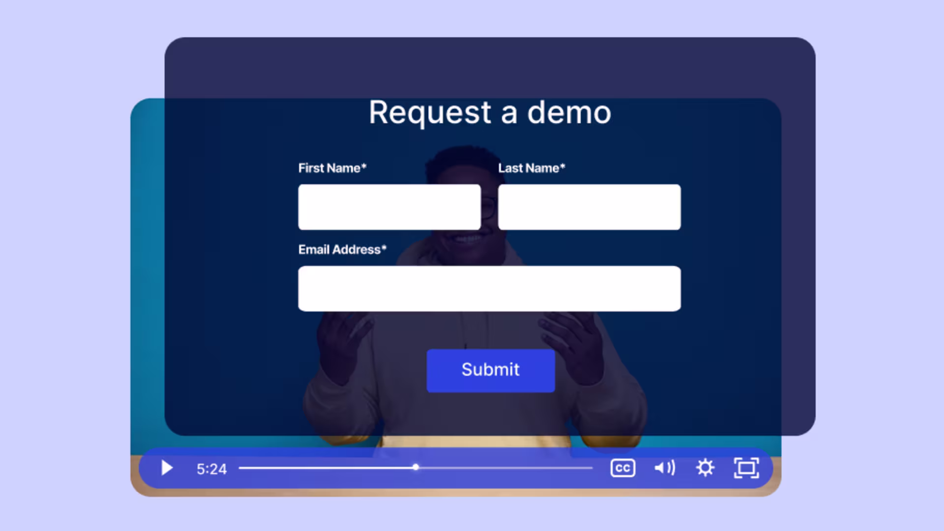 Lead capture form placement in Wistia video to grow prospect database in Salesforce.