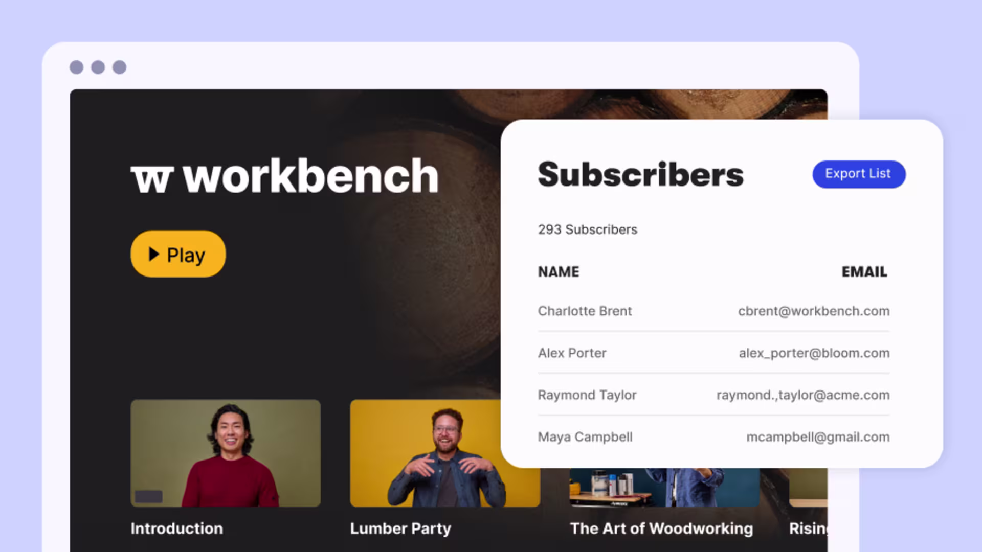 A Wistia Channel with a list of viewers to turn into an audience for Meta Ads.