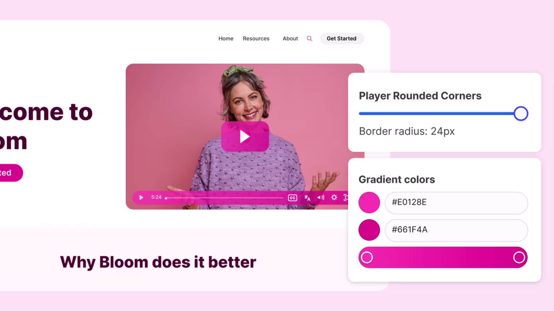 Uberflip Stream showing Wistia videos with all customization elements.