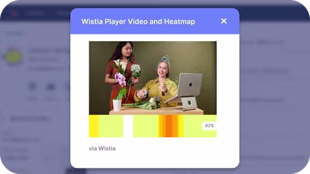 Video heatmap in HubSpot showing which parts of a video a contact rewatched or skipped.