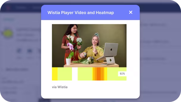 Video heatmap in HubSpot showing which parts of a video a contact rewatched or skipped.