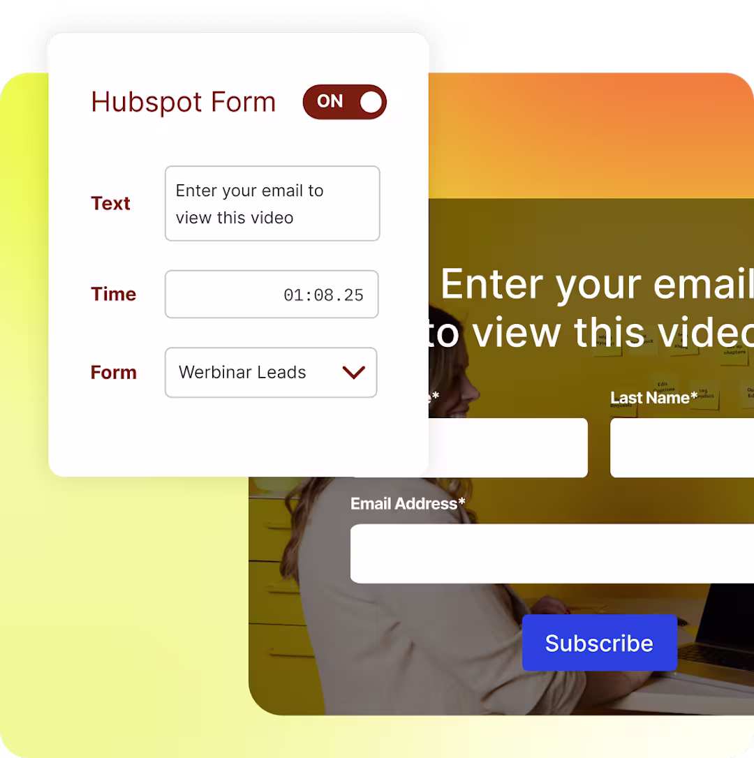 The interface a user sees when activating and customizing a HubSpot form in Wistia