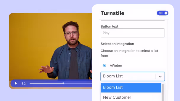 Lead data from Wistia video automatically syncs to AWeber contact list.