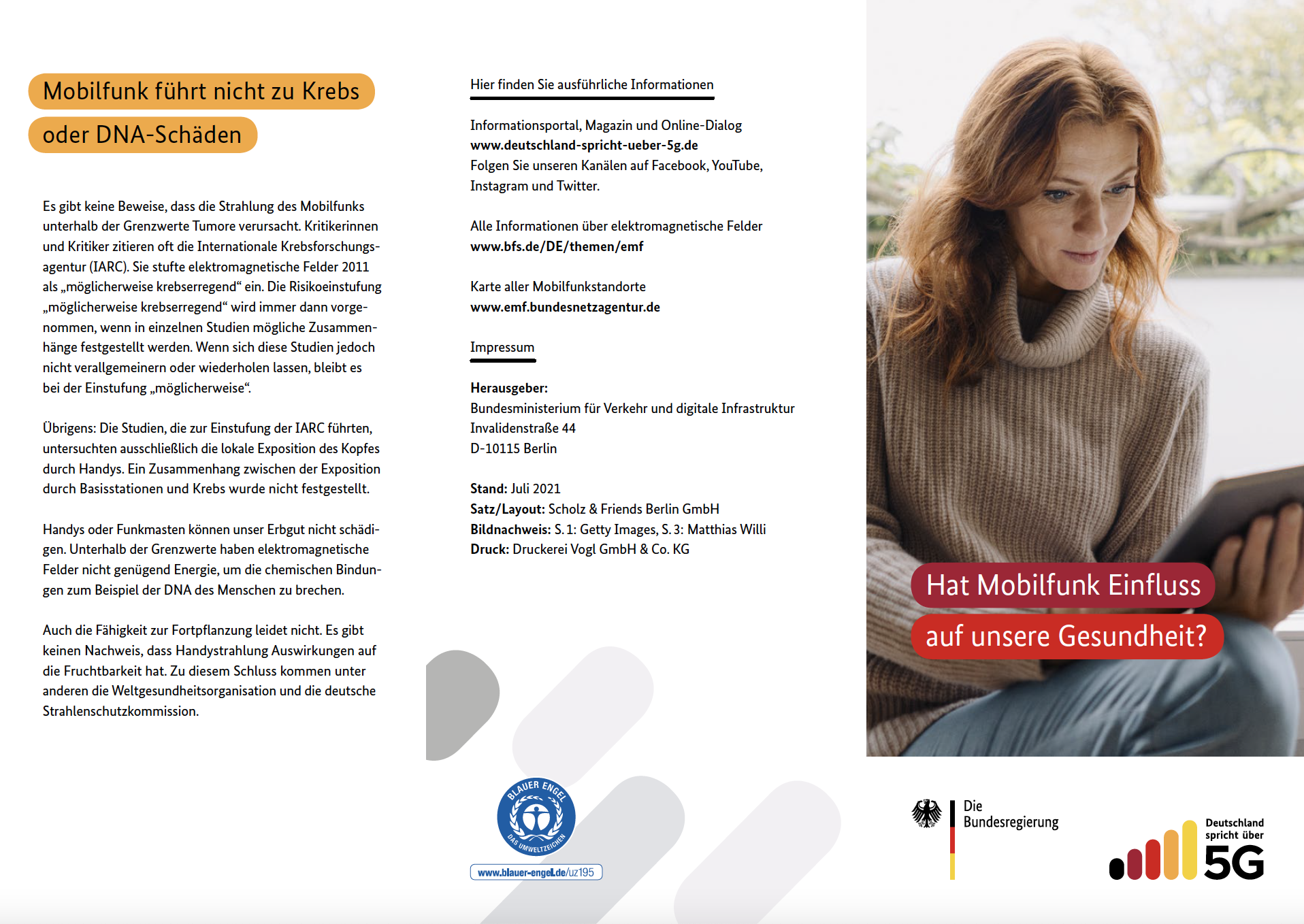 Deckblatt des Flyers zum Thema Gesundheit von 