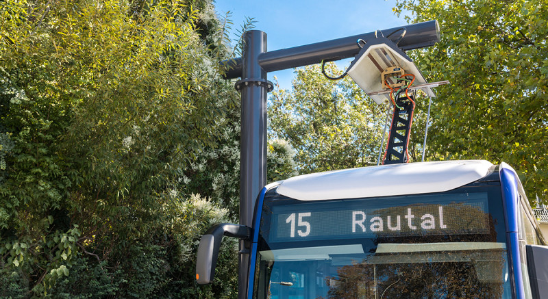 Drei Elektrobusse sind auf der Linie 15 zwischen Westbahnhof und Rautal in Jena unterwegs.
