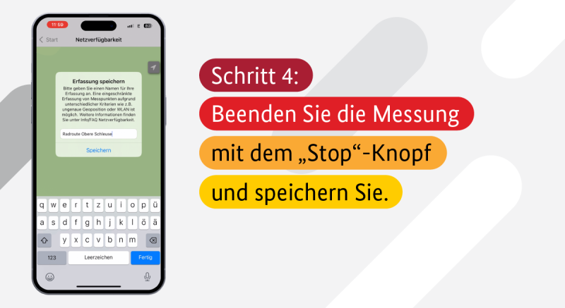 Schritt 4: Beenden Sie die Messung mit dem „Stop“-Knopf und speichern Sie.