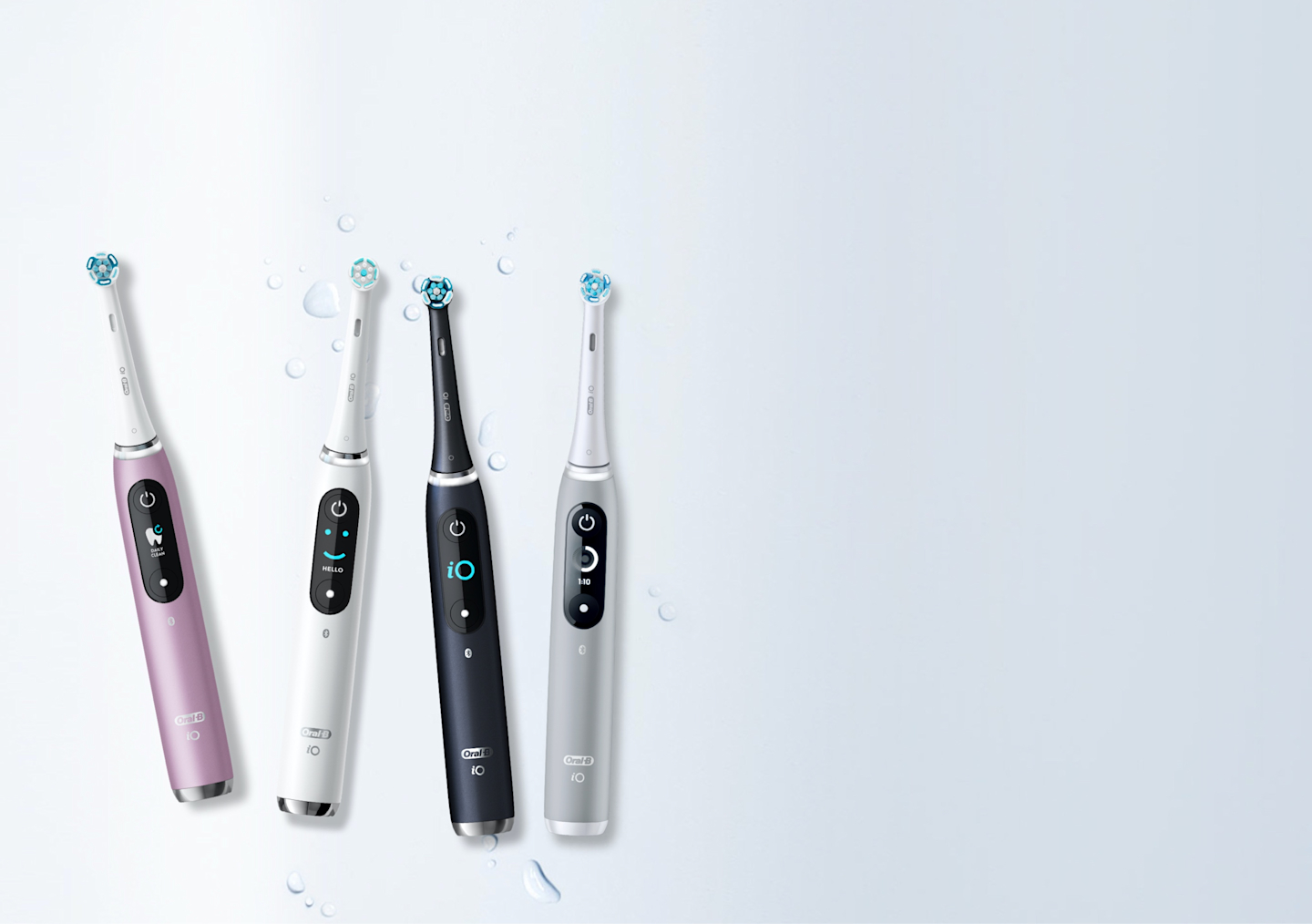 Oral-B iO series brush collection in Rose Quartz, Alabaster and Onyx