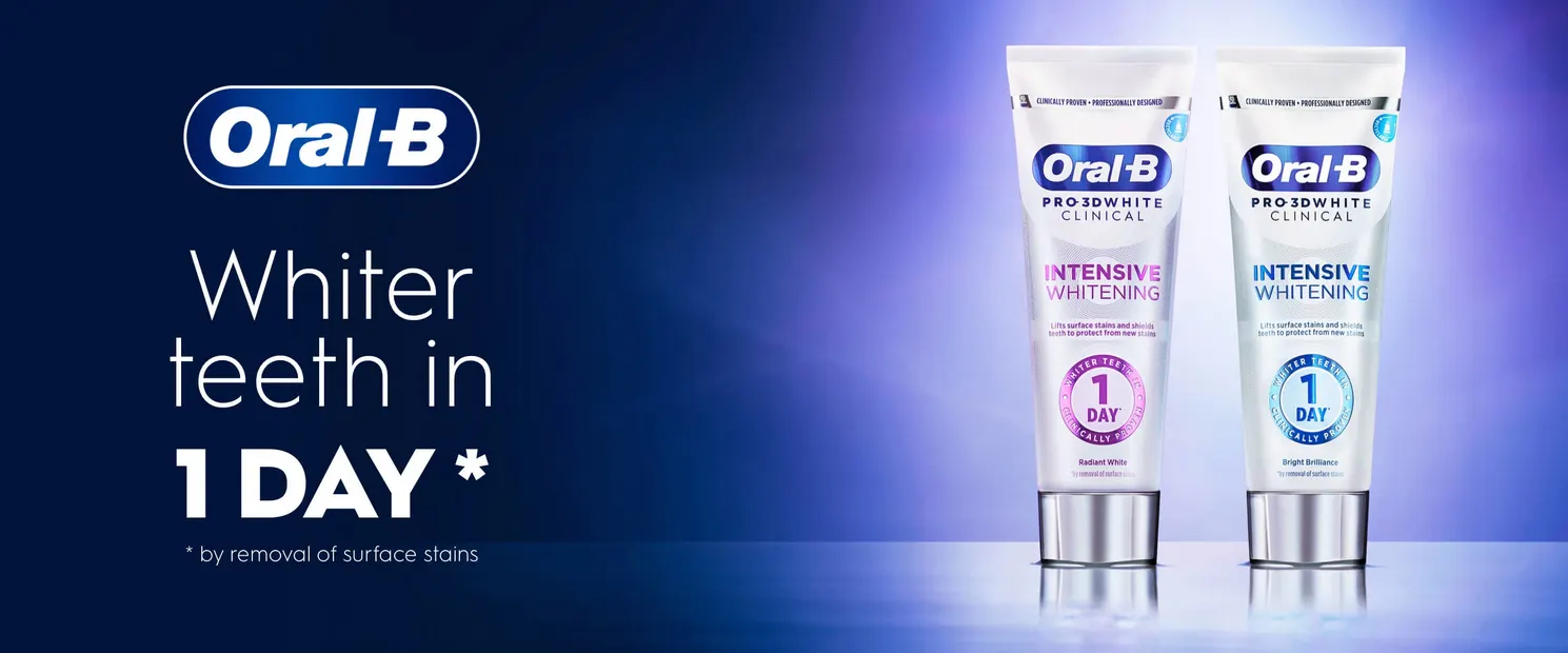 OralB Whiter teeth in 1 Day by removal of surface stains