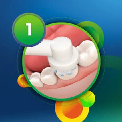 Изображение - Електрическа четка за зъби Oral-B Junior за деца на възраст 6+ в лилаво или зелено - една до друга стъпка 1 undefined