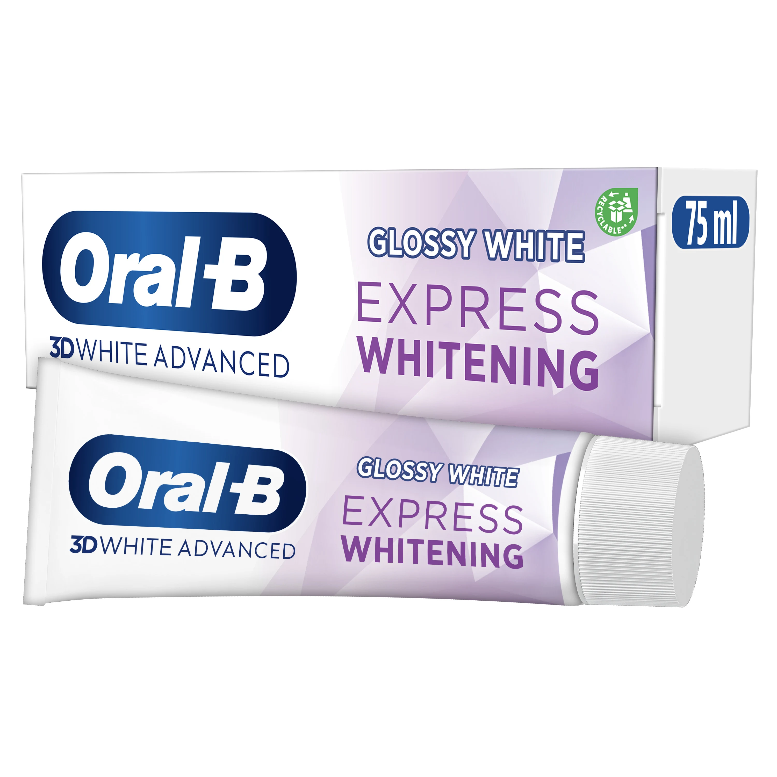 Oral-B 3D White Advanced Express Whitening Glossy White Toothpaste 75ml 