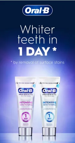 OralB Whiter teeth in 1 Day by removal of surface stains