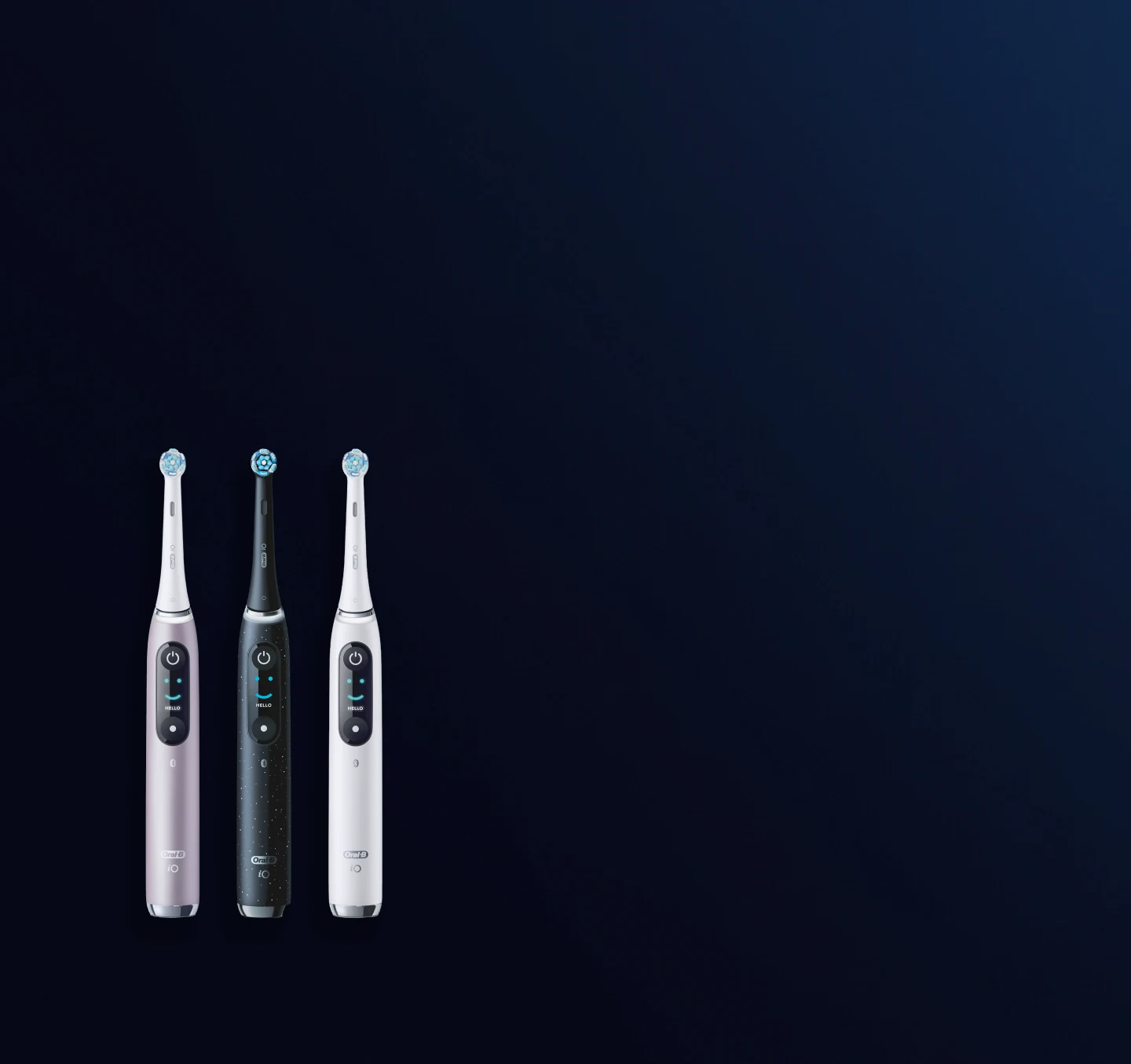 Oral-B iO series brush collection in Rose Quartz, Alabaster and Onyx