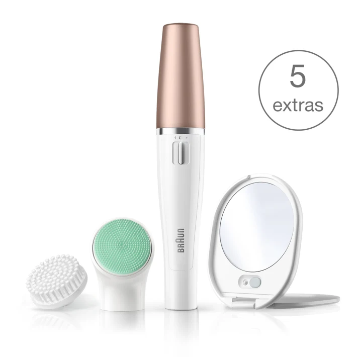 Braun FaceSpa 851V: Sistema de depilación, limpieza y revitalización facial 3 en 1 con 5 extras.