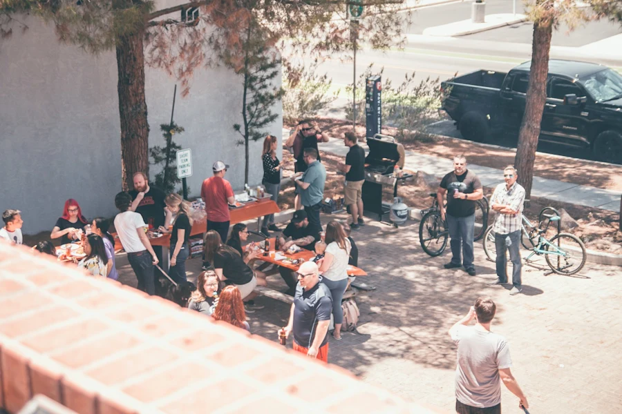 People in a block party