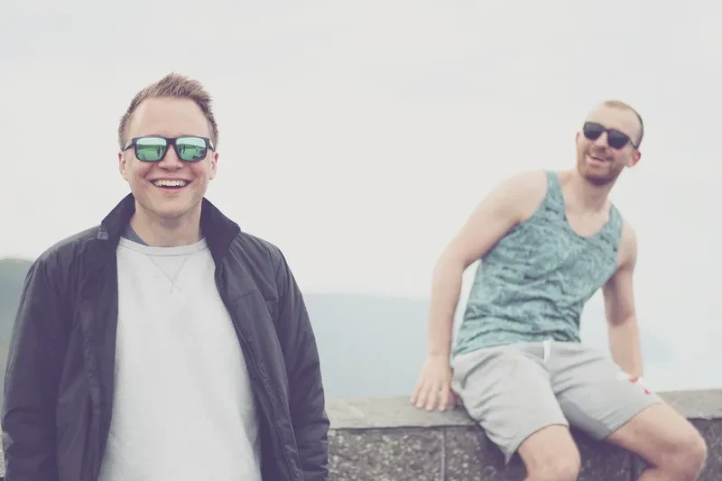 Two friends smiling