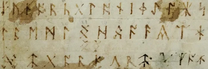 The Anglo-Saxon futhorc (abecedarium anguliscum) as presented in Codex Sangallensis 878 (9th century).