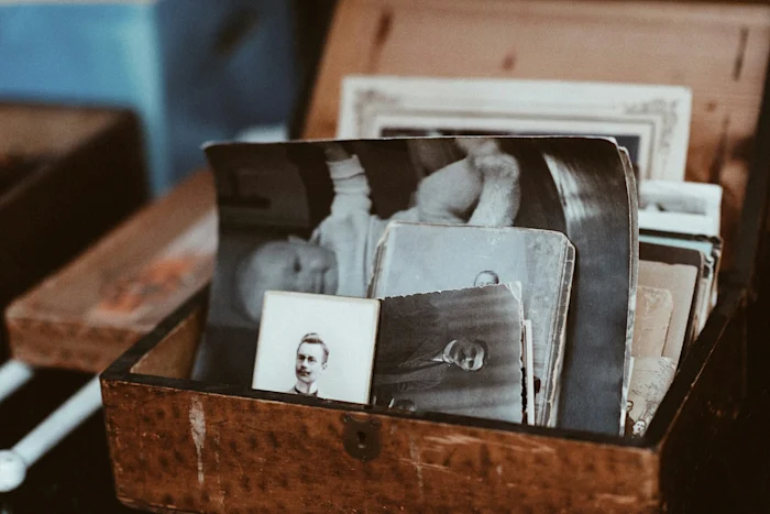 Old photographs in a box