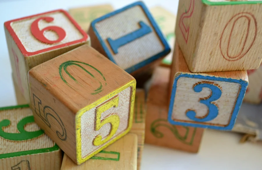 Wooden blocks with numbers