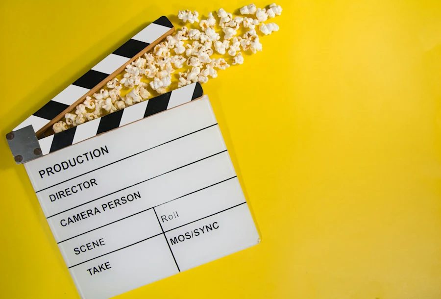 A movie clapper board