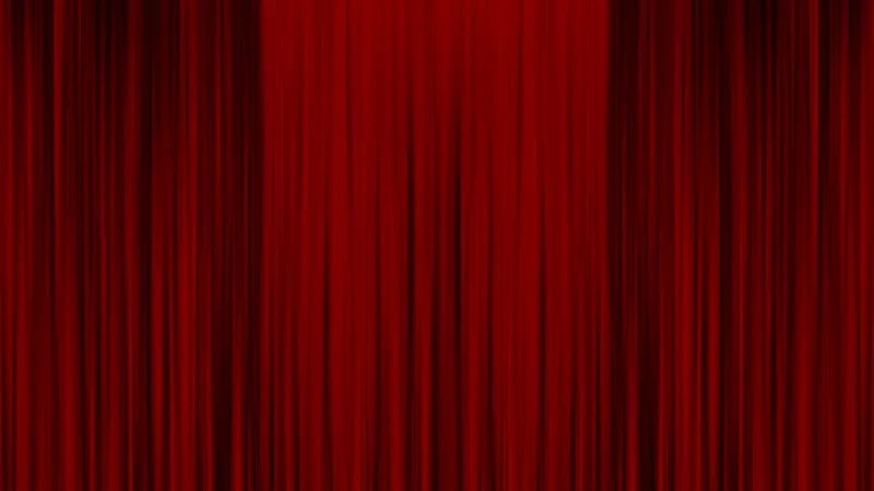 A red theater curtain