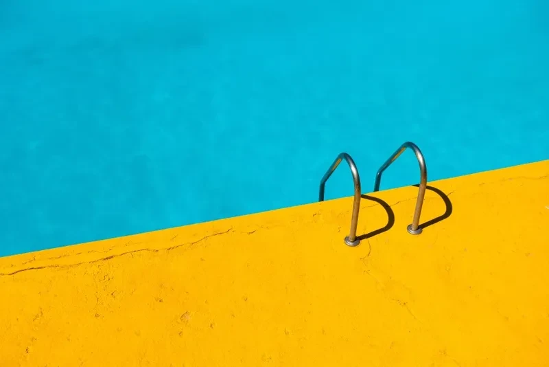 A pool with a ladder
