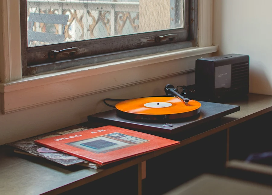 A turntable in a room