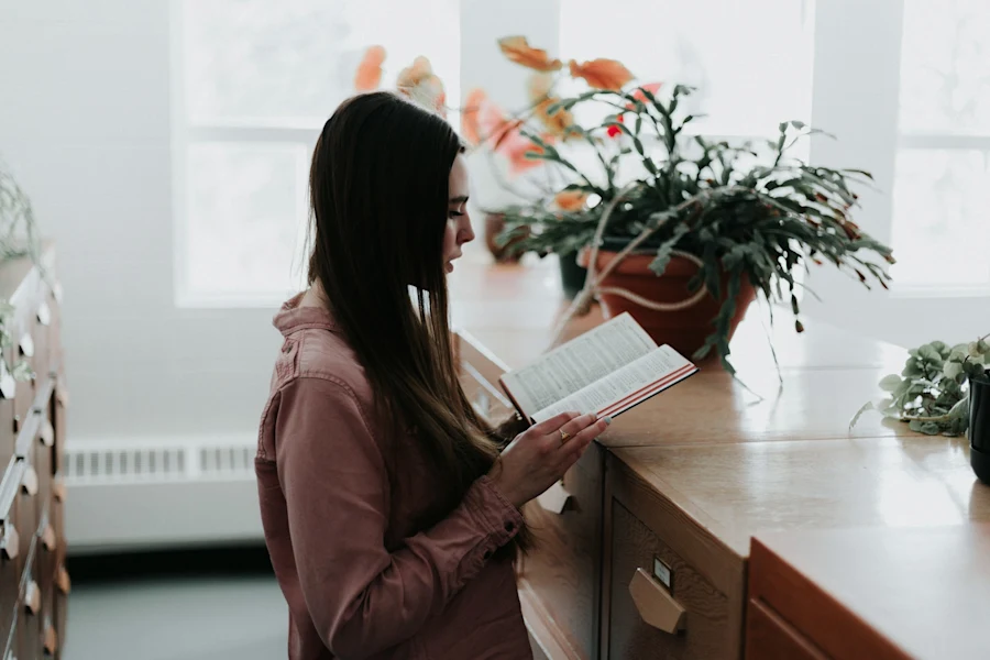 A woman reading a book