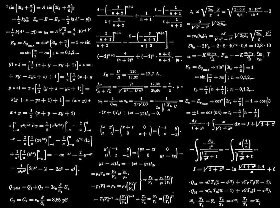 Math formulas on a blackboard