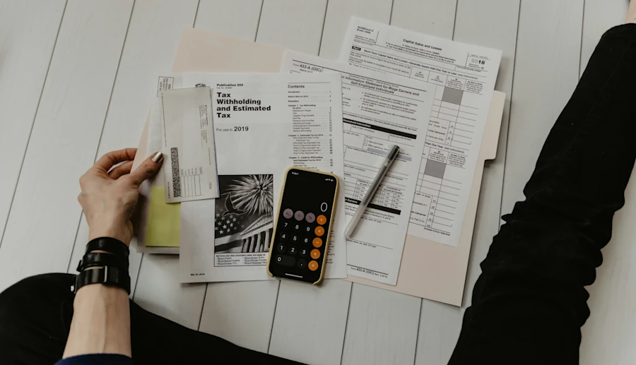 Several tax forms on a desk