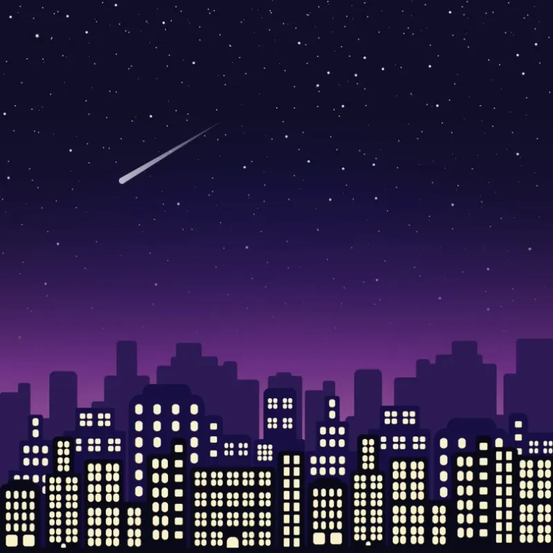 A city's skyline, at night