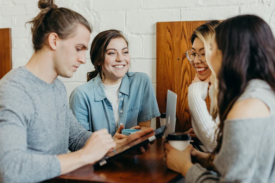 A group of friends in a coffee shop