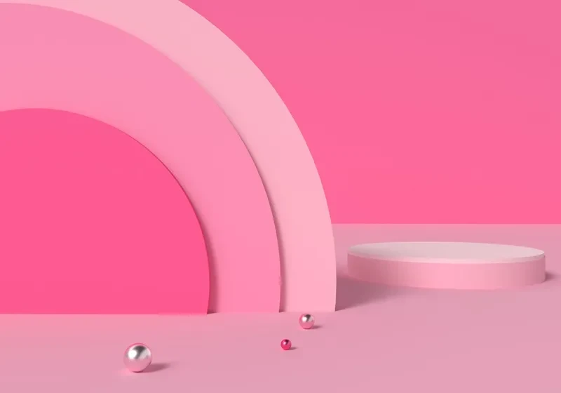 Metal balls in a 3D pink environment