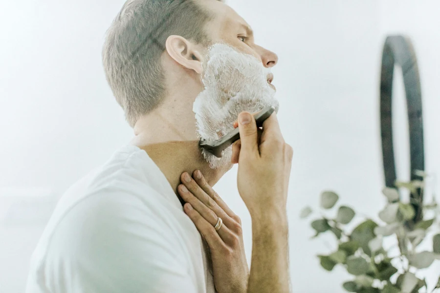 A man shaving