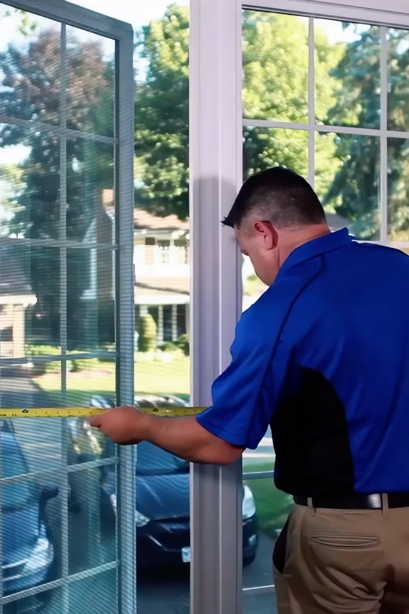 Nordik Windows and Doors Sales Rep Measuring Window for Custom Sizing