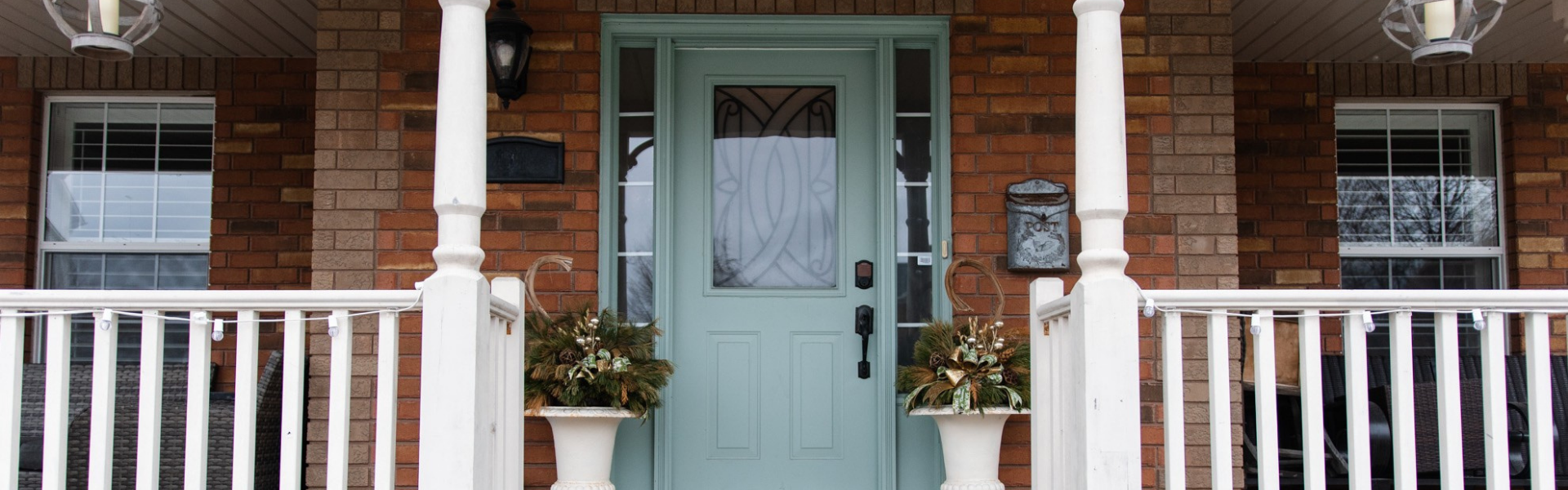Light Blue Front Door on Canadian Home