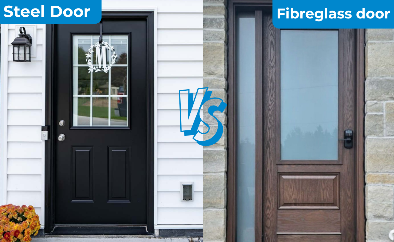 Steel vs Fibreglass Front Entry Door Side-by-side